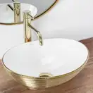 Умывальник (раковина) REA SOFIA BRUSHED GOLD WHITE накладной (REA-U3697)