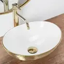 Умывальник (раковина) REA SOFIA BRUSHED GOLD WHITE накладной (REA-U3697)