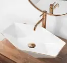 Rea Vegas Rose Gold Edge Умывальник, белый/розовое золото (REA-U5605)