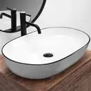Умывальник (раковина) REA CLEO 61 WHITE BLACK EDGE накладний білий (REA-U6210)