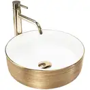 Умывальник (раковина) REA SAMI WHITE BRUSHED GOLD накладной (REA-U6630)