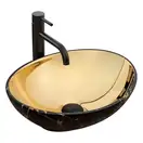Умивальник (раковина)  REA SOFIA IN MARBLE MAT BLACK GOLD накладний (REA-U8011)