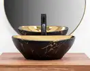 Умивальник (раковина)  REA SOFIA IN MARBLE MAT BLACK GOLD накладний (REA-U8011)
