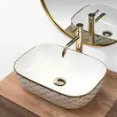 Умивальник (раковина) REA BELINDA DIAMOND WHITE GOLD накладний білий/золото (REA-U8471)