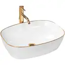 Rea Sol White Gold Edge Умывальник накладной, белый (REA-U8605)