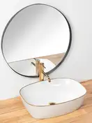 Rea Sol White Gold Edge Умывальник накладной, белый (REA-U8605)
