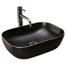 Умывальник (раковина) REA BELINDA BLACK MATT GOLD EDGE накладной (REA-U9659)