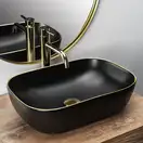 Умывальник (раковина) REA BELINDA BLACK MATT GOLD EDGE накладной (REA-U9659)