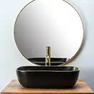 Умывальник (раковина) REA BELINDA BLACK MATT GOLD EDGE накладной (REA-U9659)