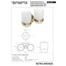 144110027 Retro Тримач для стаканів подвійний(бронза)+стакани(скло), Bemeta (144110027)