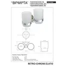 144210028 Retro Тримач для стаканів подвійний(золото/хром)+стакани(скло), Bemeta (144210028)