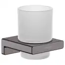 Стакан для жидкого мыла подвесной Hansgrohe AddStoris, матовый чёрный хром/стекло матовое (41749340) фото 1 Aquada.com.ua