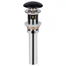 Донный клапан для раковины Qtap PU03O 70х70х227.5 Matt black с переливом (QT066PU03OMB)