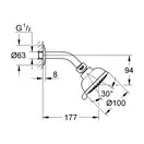 Верхній душ і душовий кронштейн Grohe Tempesta Rustic 100, хром (26089001)