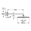 Верхній душ Grohe Rainshower 310 Mono з душовим кронштейном 422 мм, хром (26558000)