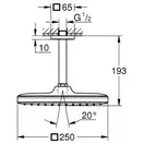 Верхній душ зі стельовим кронштейном Grohe Tempesta Cube (260088000) (26688000)