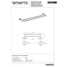 104104052 OMEGA : тримач рушників подвійний Bemeta Чехія (104104052)