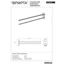 104704142 Omega Тримач для рушників подвійний  Bemeta Чехія (104704142)