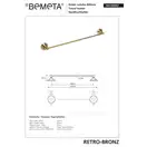 144104047 Retro Тримач для рушників 600мм(бронза), Bemeta (144104047)