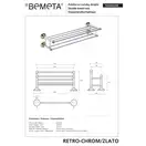 144202258 Retro тримач рушників подвійний (хром/золото) Bemeta Чехія (144202258)