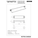 144304232 RETRO 1:тримач рушн.подвійний,хром  Bemeta  Чехія (144304232)