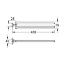 Полотенцедержатель двойной 439 мм Grohe Essentials Cube, тёмный графит, матовый (40624AL1) фото 2 Aquada.com.ua