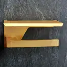 Тримач туалетного паперу з поличкою Sonia S-Cube Brushed Gold 149х79х105 мм, золото матове (182169)
