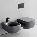 Унитаз подвесной Goclean® (безободковый) Flaminia Fluo с сиденьем Soft Close, цвет - Cenere opaco (матовый) FU118G+FUCW05 Cenere