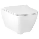 Унитаз подвесной, укороченный Rimfree (безободковий) Geberit Smyle Square с сиденьем Soft Close (500.379.01.1+500.688.01.1) фото 1 Aquada.com.ua