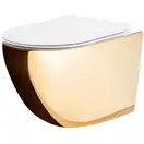 Подвесной унитаз REA CARLO FLAT MINI GOLD WHITE (REA-C0669)