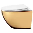 Подвесной унитаз REA CARLO FLAT MINI GOLD WHITE (REA-C0669)