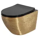 Подвесной унитаз REA CARLO FLAT BRUSHED GOLD BLACK золотой (REA-C3300)