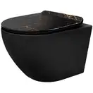 Подвесной унитаз REA CARLO MINI RIMLESS SLIM BLACK MATTE MARBLE (REA-C8001)