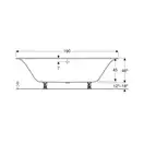 Ванна акриловая 190 х 90 х h46,5 см Geberit Soana, slim rim, Duo в комплекте с ножками 554.005.01.1