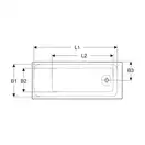 Ванна акриловая 170 х 75 х h46,5 см Geberit Tawa, slim rim в комплекте с ножками 554.121.01.1