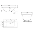 Ванна акриловая 190 х 90 х h46,6 см Geberit Tawa, slim rim, Duo в комплекте с ножками (554.125.01.1)