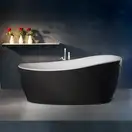 Ванна акрилова Knief Relax 180х85 окремостояча, чорний матовий/білий матовий (0100-278 чорний мат-білий килимок) (0100-278 black mat- white mat)