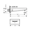 Вилив на ванну Hansgrohe Metropol 185 мм Polished Gold Optic, золото (32543990)