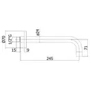 Излив для ванны 245 мм Paffoni Jo (цвет - чёрный матовый) (ZBOC141NO)