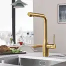 Змішувач для кухні Grohe Essence New з висувним виливом, brushed cool sunrise (30270GN0)