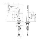 Кухонный смеситель 220, с вытяжным душем, 2jet Hansgrohe Talis Select M51 (цвет - сталь) 72824800