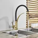 Смеситель для кухни REA GASPAR BLACK GOLD золотой высокий (REA-B1019)