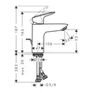 Смеситель для раковины 100 Hansgrohe Logis (цвет - чёрный матовый), с металлическим сливным гарнитуром 71171670