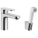 Смеситель для раковины 100 Hansgrohe Vernis Blend (цвет - хром), с гигиеническим душем (71215000) фото 1 Aquada.com.ua