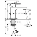 Смеситель для раковины 100 Hansgrohe Vernis Shape (цвет - хром), с донным клапаном (71561000) фото 5 Aquada.com.ua