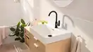 Смеситель для раковины высокий 210 Hansgrohe Rebris S (цвет - чёрный матовый), с донным клапаном 72536670