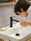 Смеситель для раковины 110 CoolStart Hansgrohe Rebris E (цвет - чёрный матовый), без донного клапана 72560670