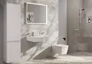 Змішувач для раковини 150 EcoSmart+ Hansgrohe Tecturis E (колір - білий матовий), з донним клапаном Push-Open 73030700