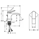 Смеситель для раковины Hansgrohe Vivenis (цвет - чёрный матовый), с донным клапаном (75010670) фото 2 Aquada.com.ua