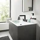 Змішувач для умивальника Hansgrohe Finoris 160 на 3 отвори з донним клапаном Push-Open, чорний матовий (76034670)